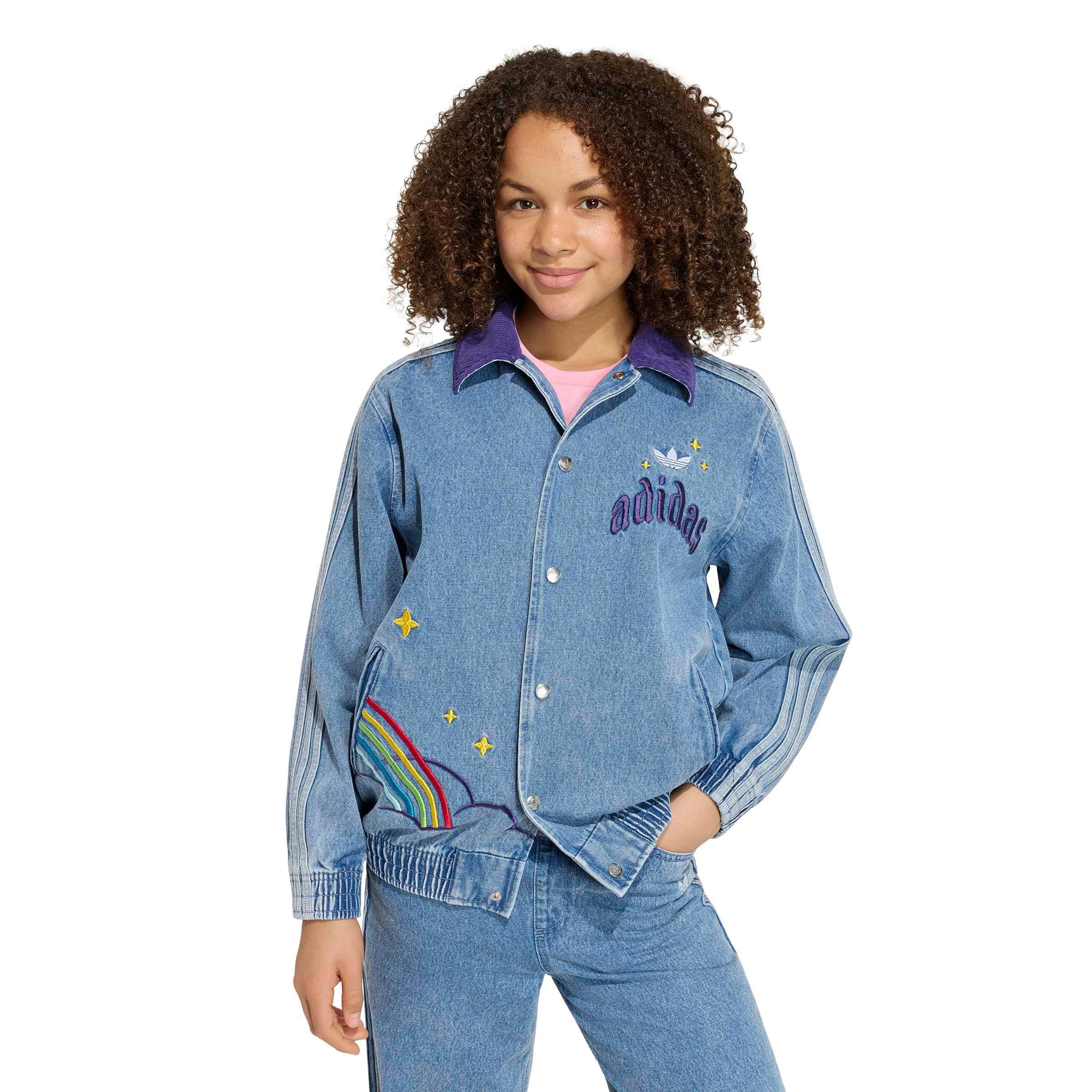 adidas Originals Big Girls' Care Bears Loose College Jacket - Lt Blue - LT BLUE